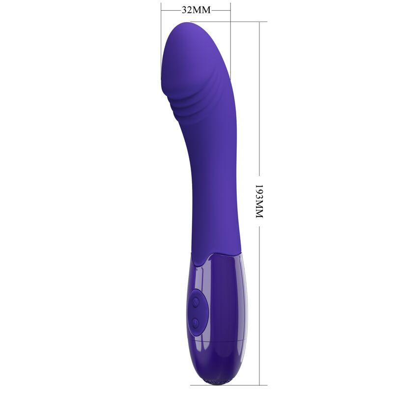 Vibratore dildo Pretty Love Elemental Youth Violet con superficie liscia e design ergonomico, colore viola.