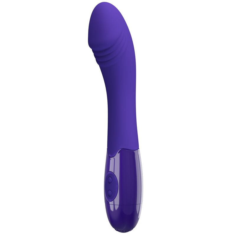 Vibratore dildo Pretty Love Elemental Youth Violet con forma ergonomica e superficie liscia, colore viola brillante.
