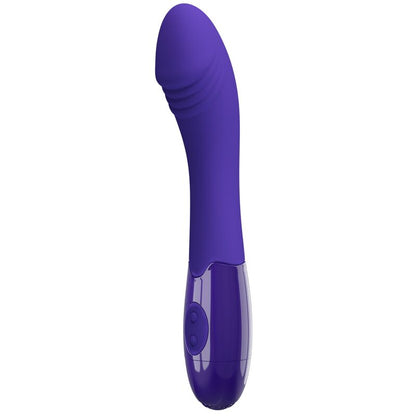 Vibratore dildo Pretty Love Elemental Youth Violet con forma ergonomica e superficie liscia, colore viola brillante.
