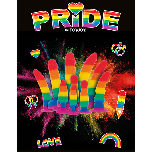 Dildo bandiera LGBT PRIDE da 19 cm, colore arcobaleno, con dettagli realistici, perfetto per espressione di orgoglio e inclusione.