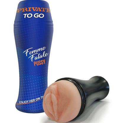 Masturbatore femminile PRIVATE Femme Fatale To Go, dispositivo di piacere portatile con design realistico e texture dettagliata.