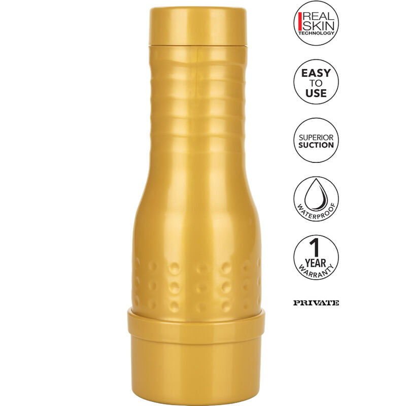 Masturbatore naturale tubo originale della marca PRIVATE, dettaglio del prodotto con superficie liscia e design discreto