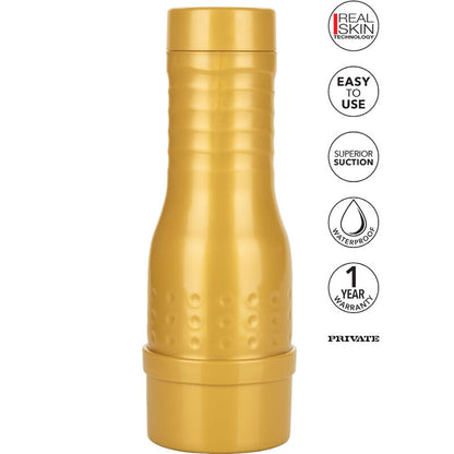 Masturbatore naturale tubo originale della marca PRIVATE, dettaglio del prodotto con superficie liscia e design discreto