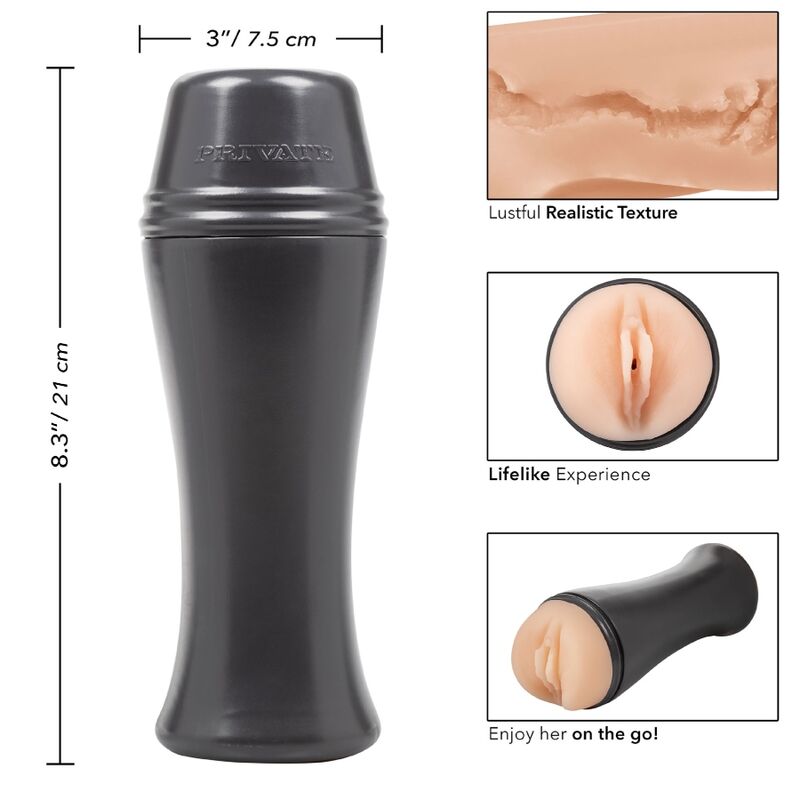 Masturbatore portatile PRIVATE Naughty Lolita To Go, dispositivo di piacere in silicone con design compatto e realistico.