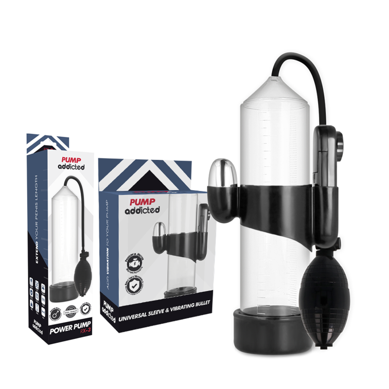 Vibratore trasparente PUMP ADDICTED RX3 con design ergonomico e dettagli realistici, visibile in primo piano nell'immagine.
