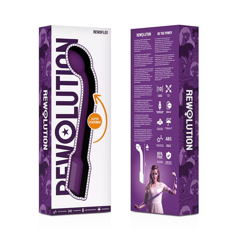 Stimolatore flessibile del punto G REWOFLEX di REWOLUTION, vibratore ergonomico e versatile per il piacere femminile.