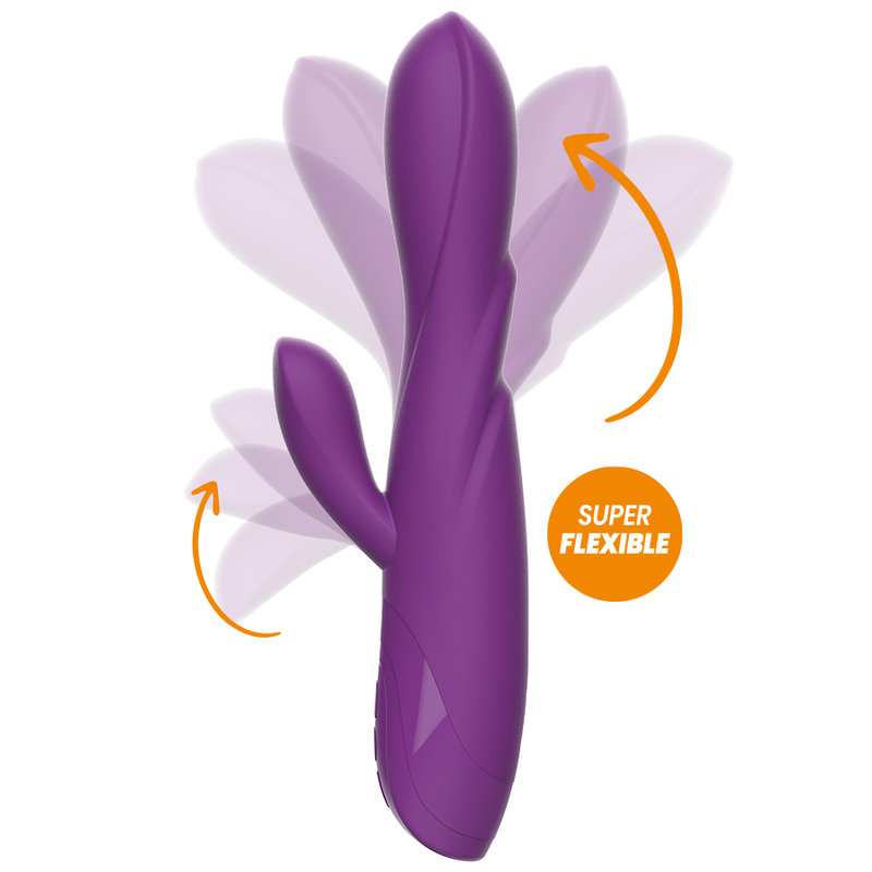 Vibratore flessibile con coniglio di REWOLUTION, design ergonomico e dettagli realistici, ideale per stimolazione e piacere.