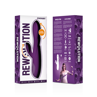 Vibratore flessibile Rewabbit di Rewolution con design coniglio, ideale per stimolazione e piacere.