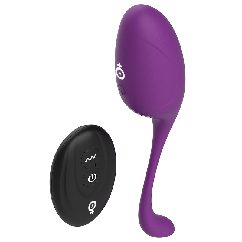 Vibratore a forma di uovo REWOVO REWOLUTION con telecomando, in silicone nero con superficie liscia e design ergonomico.