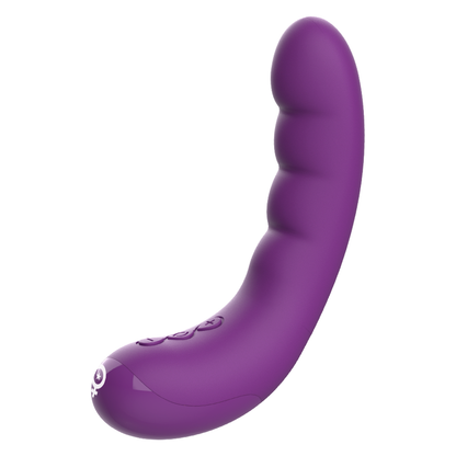 Vibratore flessibile ricaricabile REWOCURVY di REWOLUTION, con forma ergonomica e superficie liscia, per piacere personale