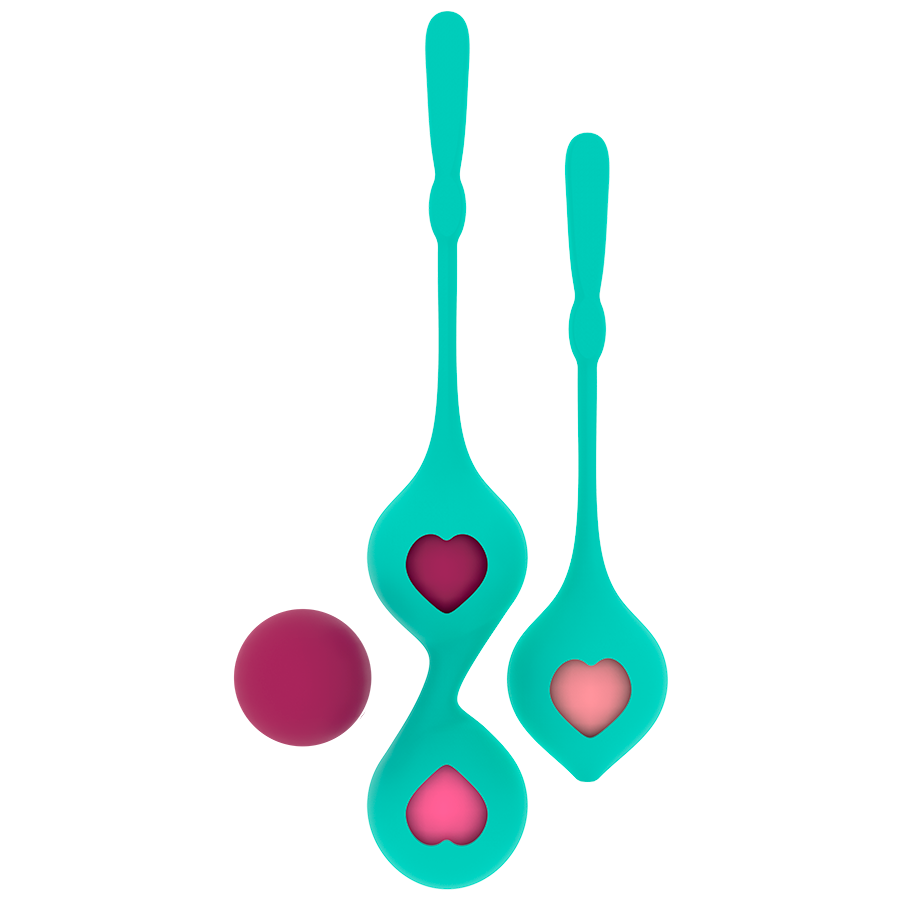 Set di allenamento pelvico RITHUAL Deva Aqua Green con accessori ergonomici e morbidi, ideale per rafforzare i muscoli pelvici.