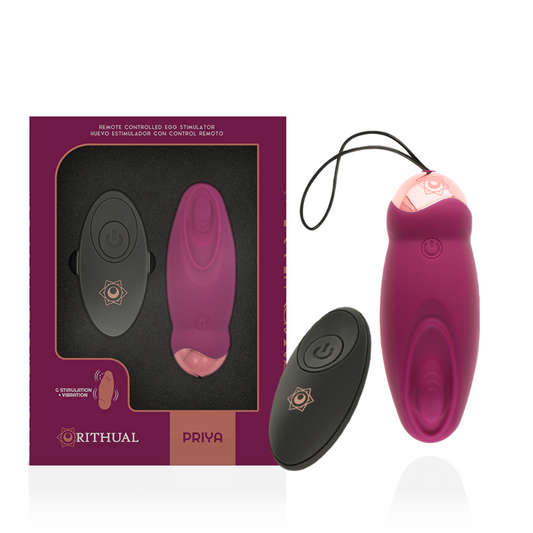 Uovo vibrante RITHUAL PRIYA con telecomando e modalità di vibrazione, design elegante e compatto per stimolazione G-spot.