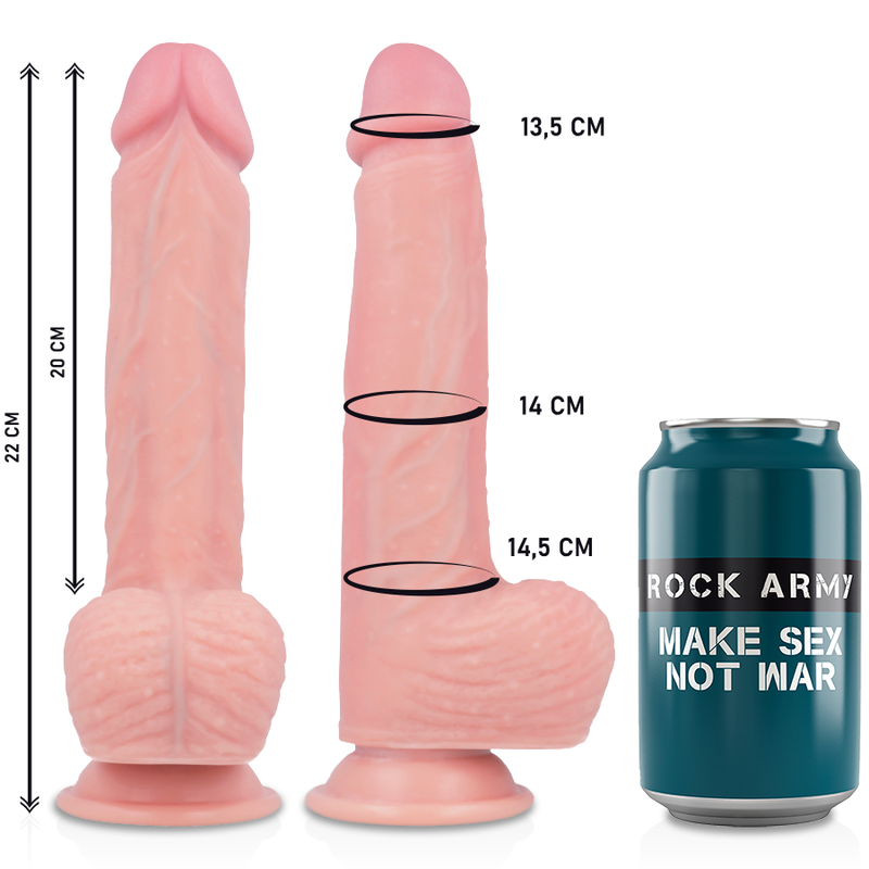 Imbracatura e vibratore in silicone liquido ROCKARMY Apache Premium con telecomando, lunghezza 20,5 cm e diametro 4,62 cm.