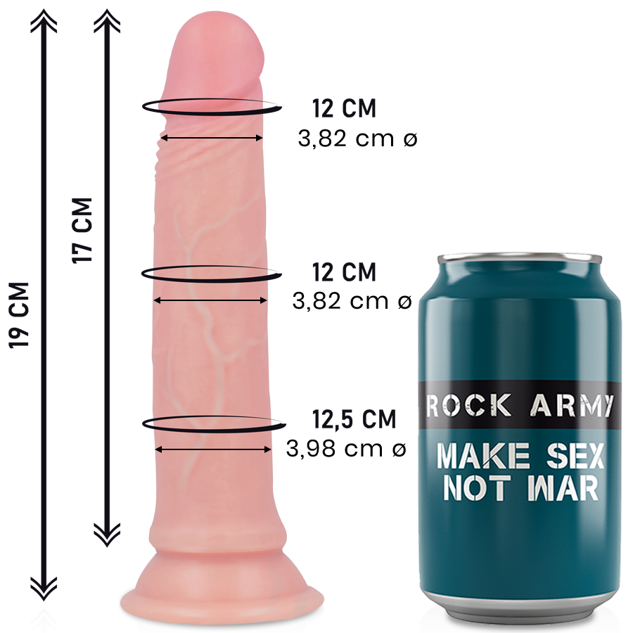 Silicone liquido premium ROCKARMY Avenger realistico da 19 cm, dettagliato e morbido, con dimensioni di 3,98 cm.