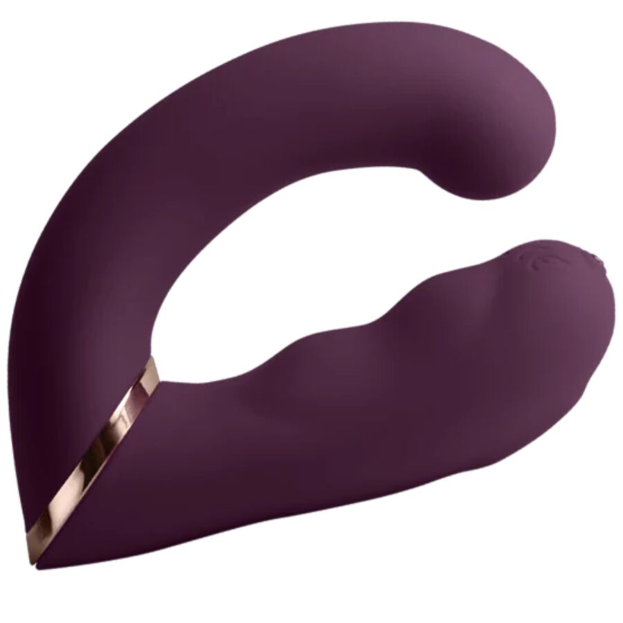 Stimolatore del clitoride e punto G ROCKS-OFF Gemini doppio vibratore viola, dispositivo di stimolazione intima per piacere.