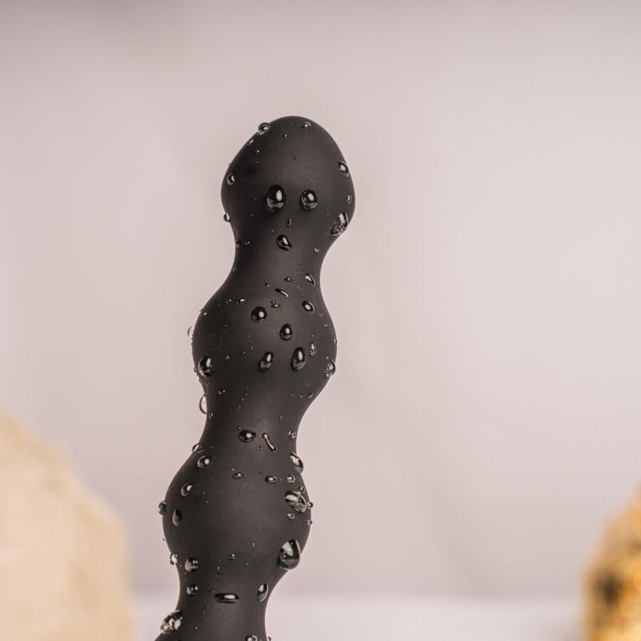 Plug anale vibratore nero ROCKS-OFF Petite Sensations Pearls, design compatto con perle per stimolazione piacevole.
