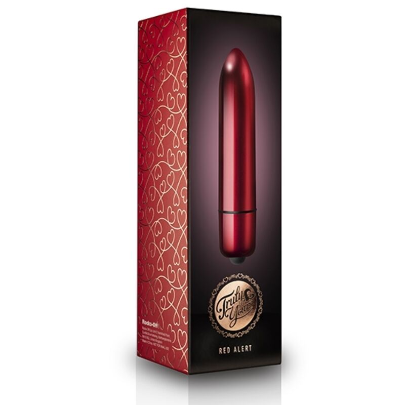 Vibratore ROCKS-OFF Veramente Tuo RO-120 in rosso con design a balaetto, dettagli eleganti e superficie liscia.