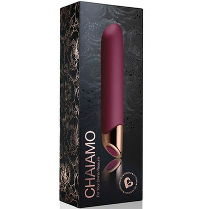 Vibratore ROCKS-OFF Bordeaux con design elegante, superficie liscia e dettagli in silicone rosa, ideale per stimolazione intima.