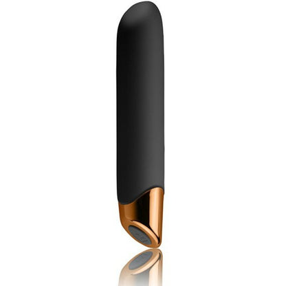 Vibratore nero ROCKS-OFF con forma elegante e dettagli morbidi, ideale per stimolazione e piacere personale.