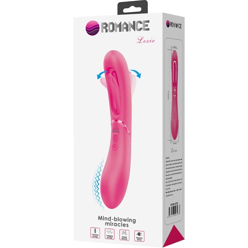 Vibratore G-Spot ROMANCE Lexie con 7 modalità di vibrazione, colore rosa, design anatomico e dettagli evidenti.