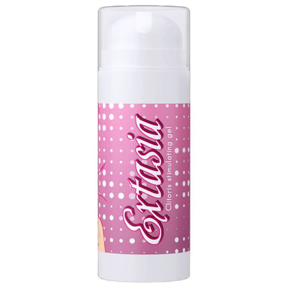 Gel stimolante del clitoride RUF Extasia da 30ml, prodotto per la sensibilità e il piacere femminile, con flacone trasparente.