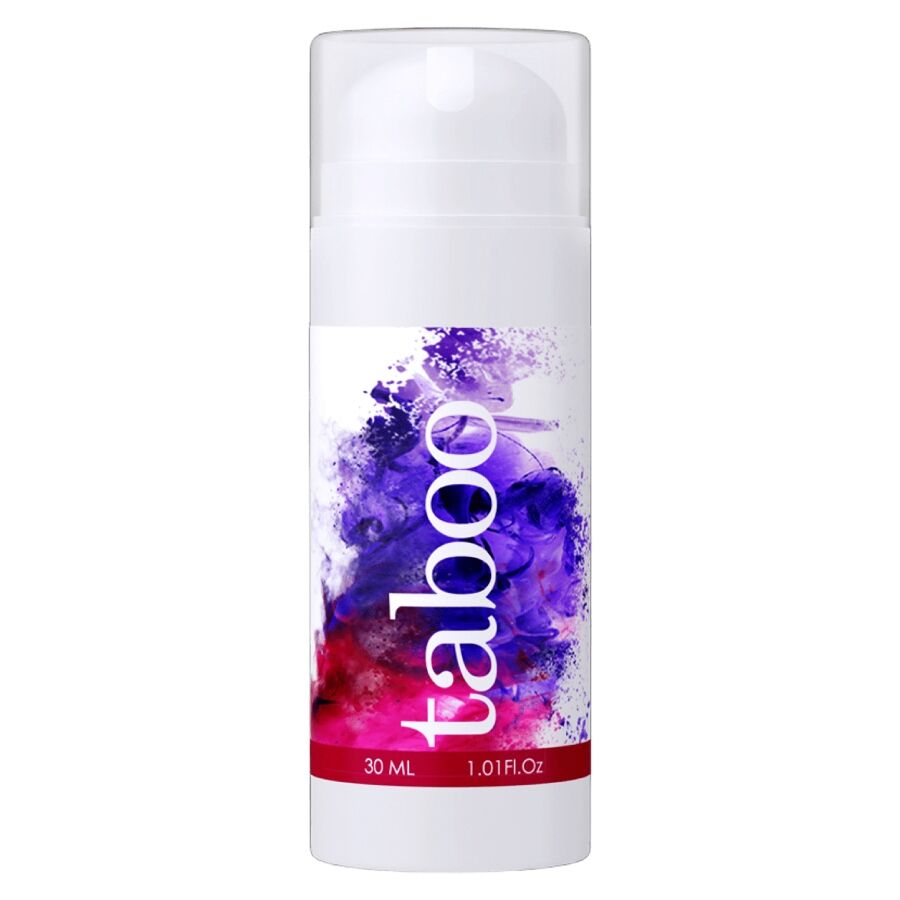 Gel intimo RUF Taboo per il piacere femminile, contenitore con il prodotto visibile e etichetta sulla confezione.