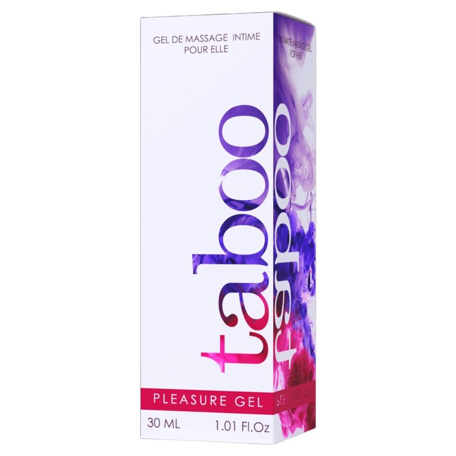 Gel intimo RUF Taboo per il piacere femminile, bottiglia con etichetta blu e dettagli eleganti, ideale per momenti di intimità
