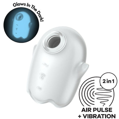 Vibratore Giallo SATISFYER Ghost Air Pulse con design innovativo e pulsazioni stimolanti, ideale per piacere e relax.