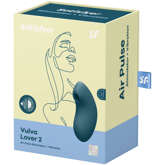 Stimolatore e vibratore a impulsi d'aria SATISFYER AIR PULSE VULVA LOVER 2 blu, design ergonomico e tecnologia innovativa.