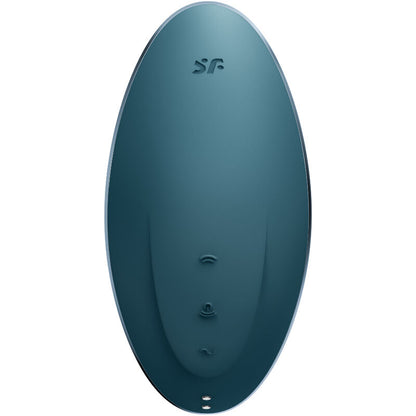 Stimolatore e vibratore a impulsi d'aria SATISFYER AIR PULSE VULVA LOVER 1, dispositivo blu con design ergonomico.