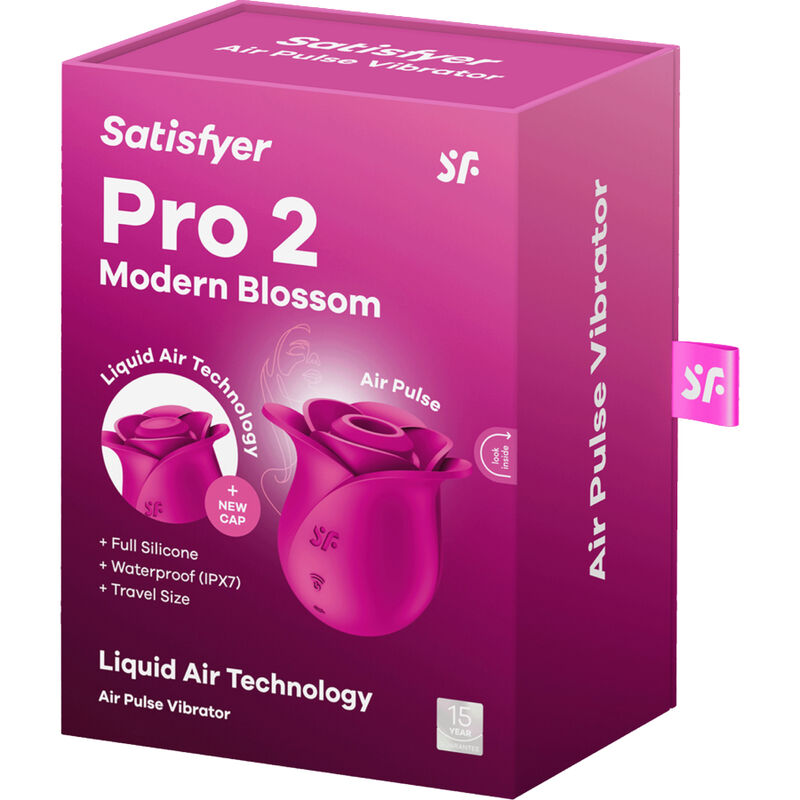 Vibratore moderno Satisfyer Air Pulse Pro 2 Blossom con design elegante, dettagli in silicone e pulsazioni stimolanti.