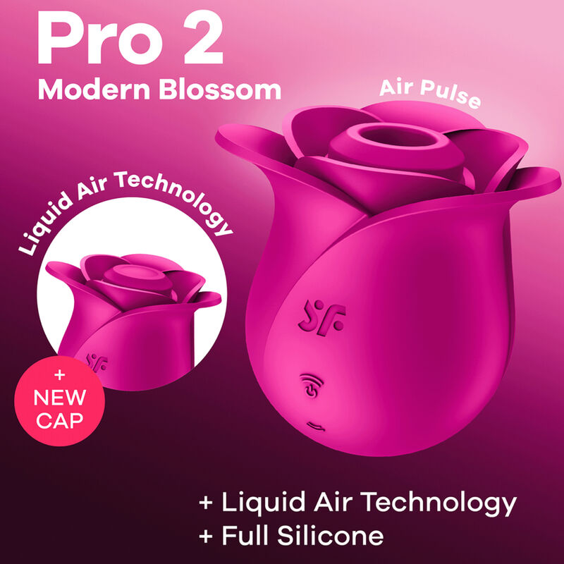 Vibratore Satisfyer Air Pulse Modern Pro 2 Blossom con design elegante e dettagli in silicone per stimolazione precisa.