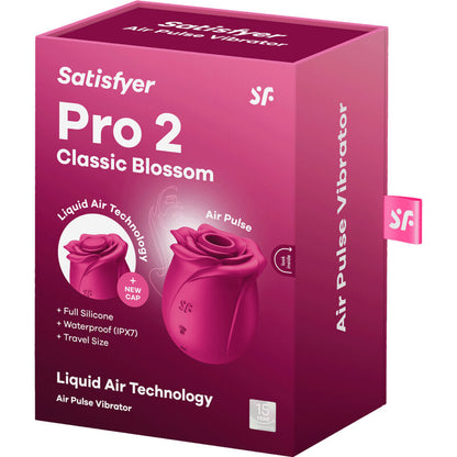 Vibratore classico SATISFYER AIR PULSE PRO 2 Blossom con design elegante e superficie liscia per stimolazione delicata.