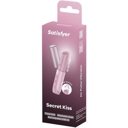 Stimolatore clitorideo rosa SATISFYER SECRET KISS WAVE con tecnologia Air Pulse, immagine del prodotto con design elegante.