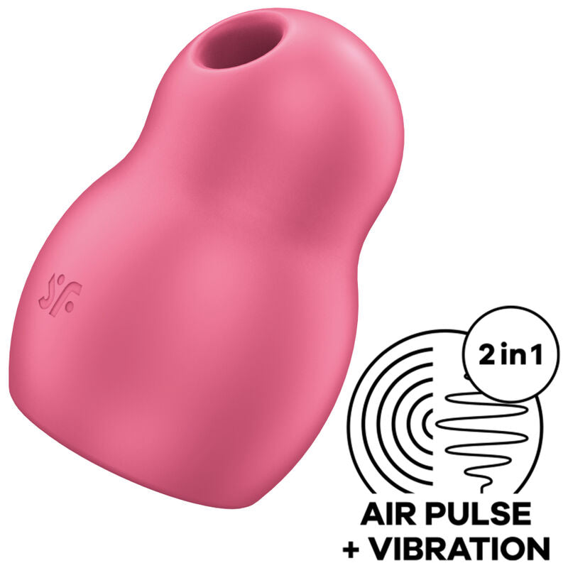 Stimolatore e vibratore doppio SATISFYER PRO TO GO 1, dispositivo rosso SATISFYER AIR PULSE, vista dall'immagine.