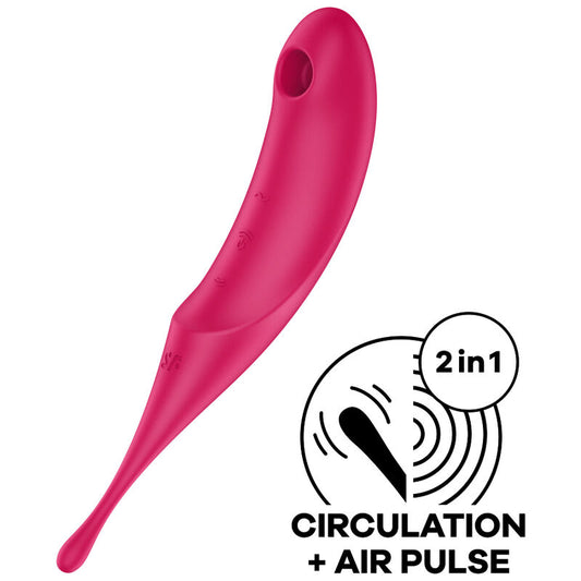 Stimolatore e vibratore Satisfyer Twirling Pro Air Pulse rosso, dispositivo con tecnologia di stimolazione a impulsi e design ergonomico.