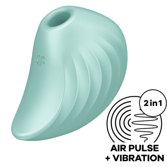 Stimolatore e vibratore Pearl Diver SATISFYER AIR PULSE di colore verde, design avvolgente e tecnologia innovativa.