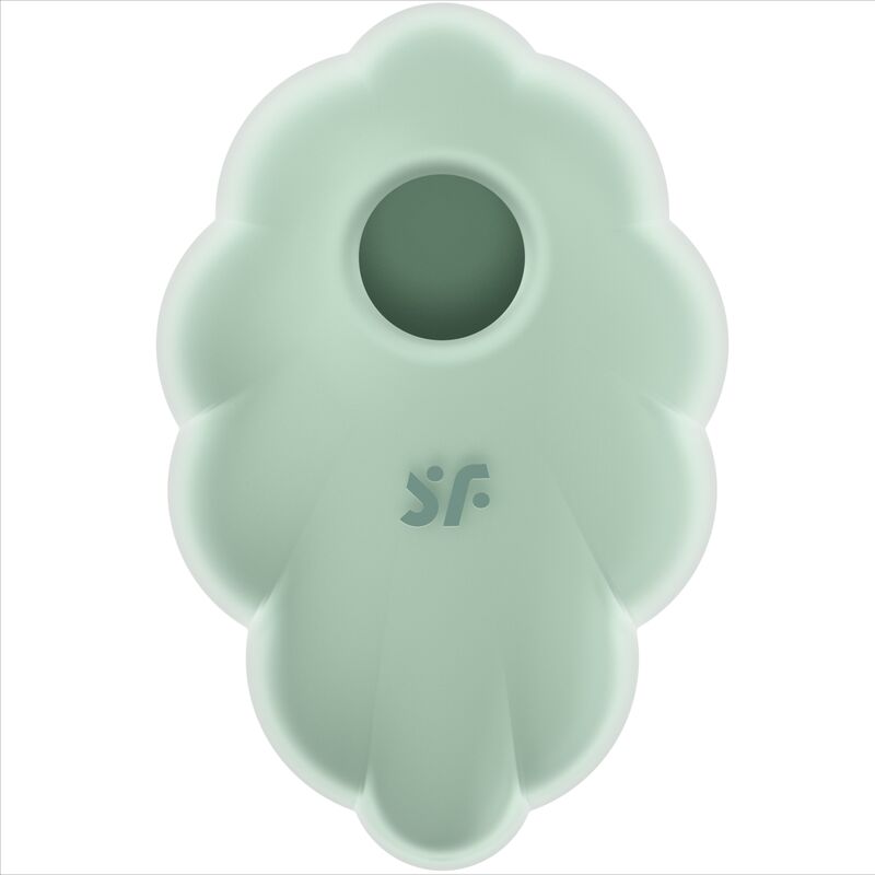 Vibratore SATISFYER Cloud Dancer Green Air Pulse con design compatto e dettagli in verde, ideale per stimolazione delicata e intensa.
