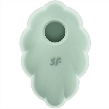 Vibratore SATISFYER Cloud Dancer Green Air Pulse con design compatto e dettagli in verde, ideale per stimolazione delicata e intensa.
