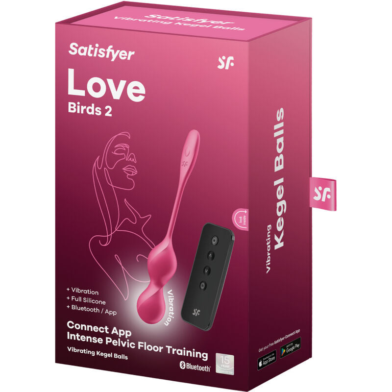 Satisfyer Love Birds 2 sfere kegel vibranti con app gratuita, prodotto della marca Satisfyer Balls, per esercizi di benessere.