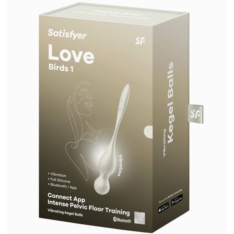 Satisfyer Balls Love Birds sfere kegel vibranti bianche, giocattolo intimo femminile con vibrazione, per esercizi di Kegel.