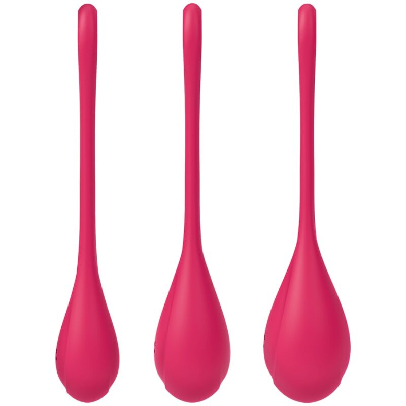 Set di allenamento yoni Power 1 di SATISFYER, palline rosse per esercizi di miglioramento del pavimento pelvico.