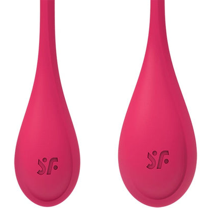 Set di allenamento yoni SATISFYER POWER 1 rosso con sfere da esercizio per il pavimento pelvico, marchio SATISFYER BALLS.