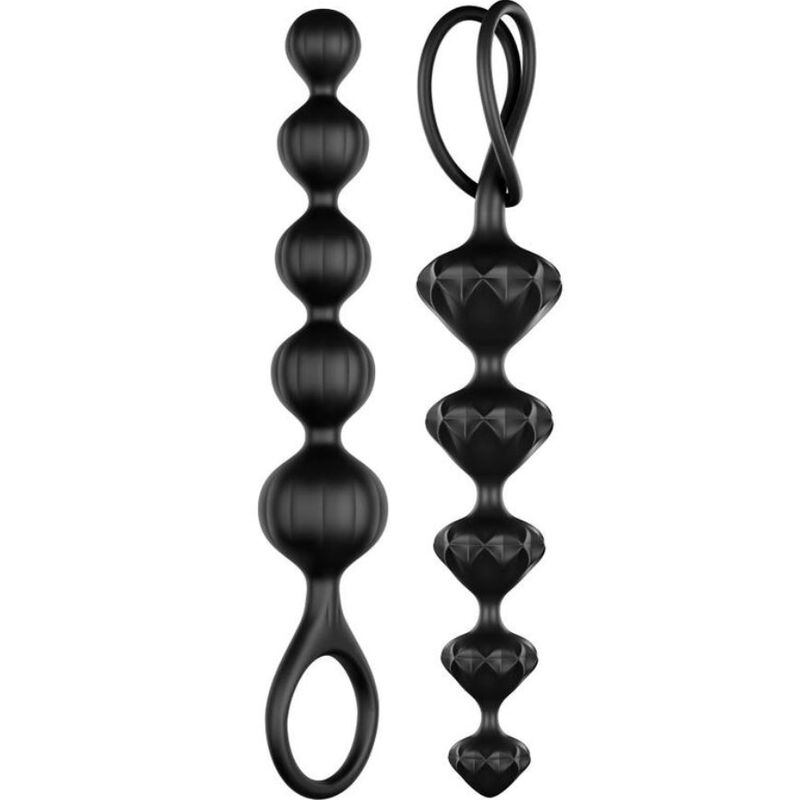 Perline Love nero di Satisfyer Beads, sfere in gel con design ergonomico per massaggi e stimolazione sensoriale.