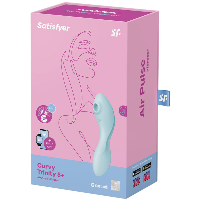 Stimolatore e vibratore Curvy Trinity 5 bianco di Satisfyer Connect, dispositivo di piacere con design ergonomico e tecnologia advanced.