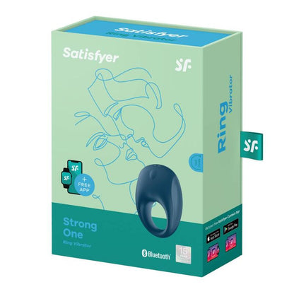 Dispositivo SATISFYER APP STRONG ONE CONNECT in nero con interfaccia digitale e pulsanti di controllo.