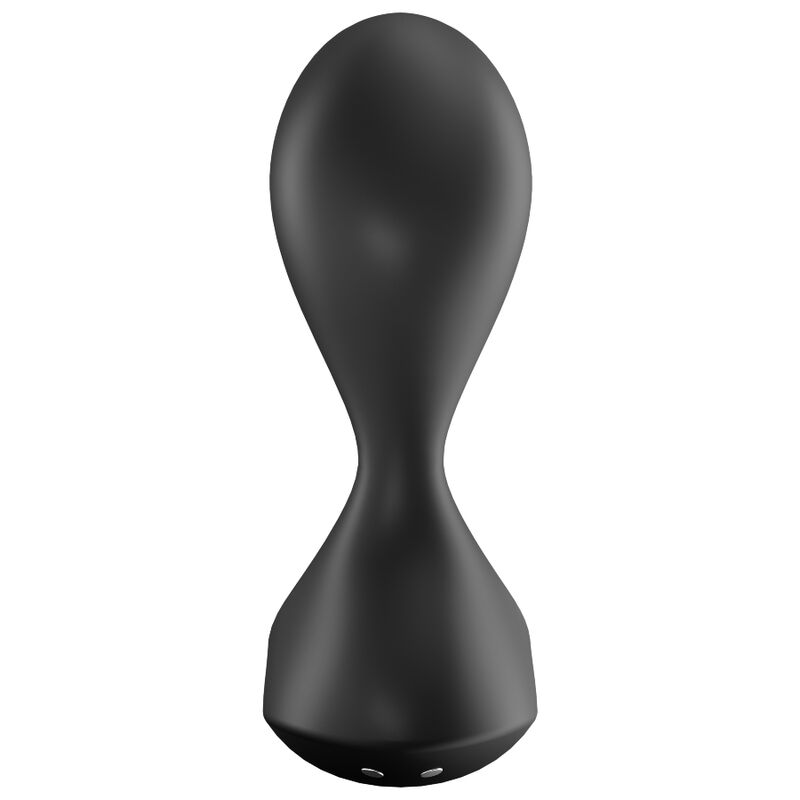 Tappo vibrante SATISFYER Sweet Seal nero, accessorio per stimolazione, mostrato in primo piano con dettagli del prodotto.