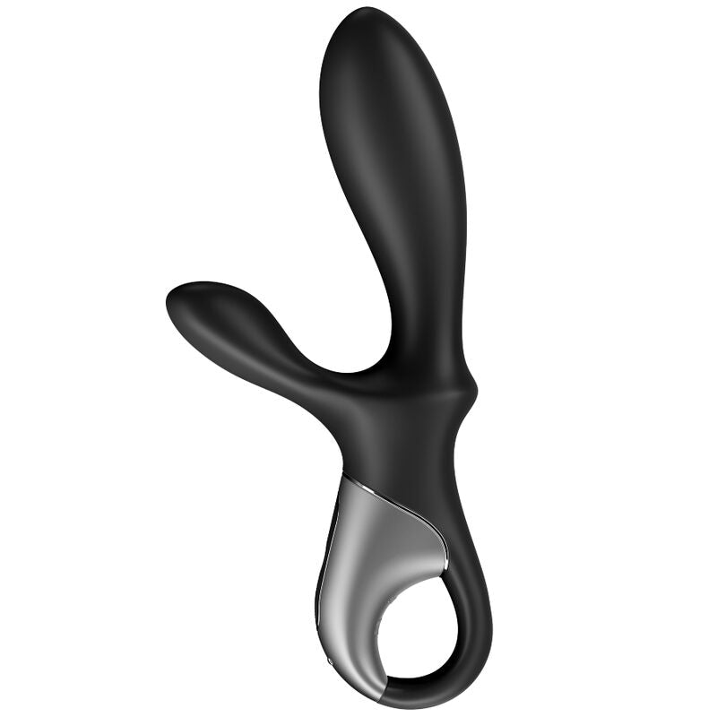Vibratore anale nero SATISFYER HEAT CLIMAX+ con app SATISFYER CONNECT, dispositivo di piacere e tecnologia avanzata.