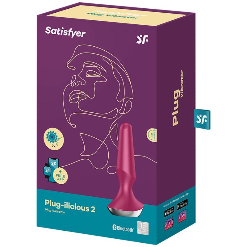 Plug vibratore SATISFYER Ilicious 2 Berry, design elegante, in silicone rosa con dettagli colorati, ideale per piacere e stimolazione
