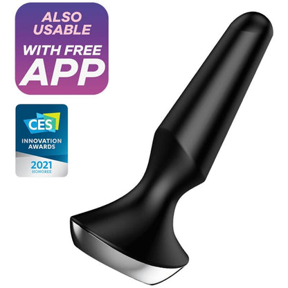 Plug Ilicious 2 di Satisfyer Connect, vibratore nero con design ergonomico e superficie liscia, ideale per stimolazione anale.